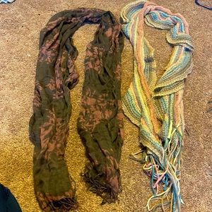 2 scarfs like new purple/grey and multi color pastels